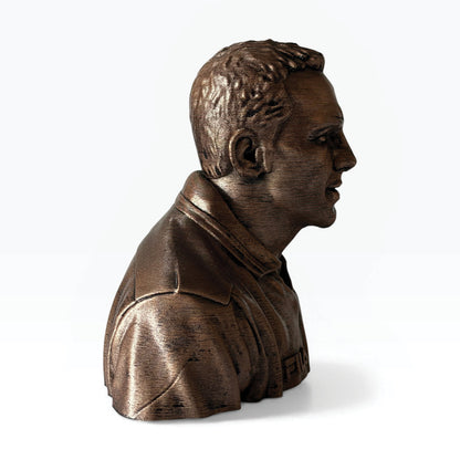 PDC-10 3D printed football bust, right profile view.